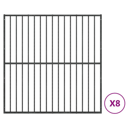 Hondenkennel 8 Panelen Gepoedercoat Staal Zwart