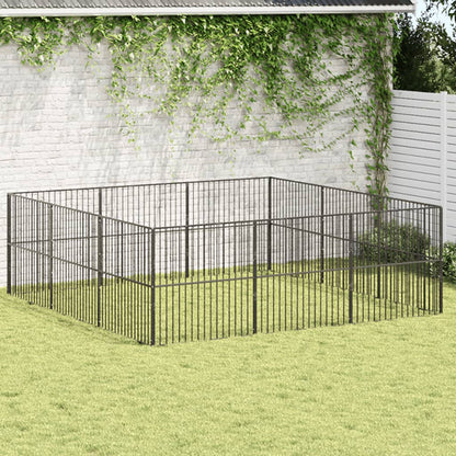 Hondenkennel 8 Panelen Gepoedercoat Staal Zwart