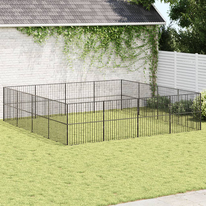 Hondenkennel 8 Panelen Gepoedercoat Staal Zwart