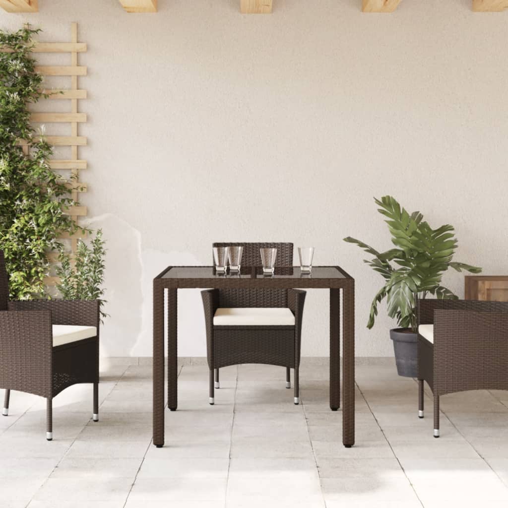 Tuintafel Met Glazen Blad 90X90X75 Cm Poly Rattan