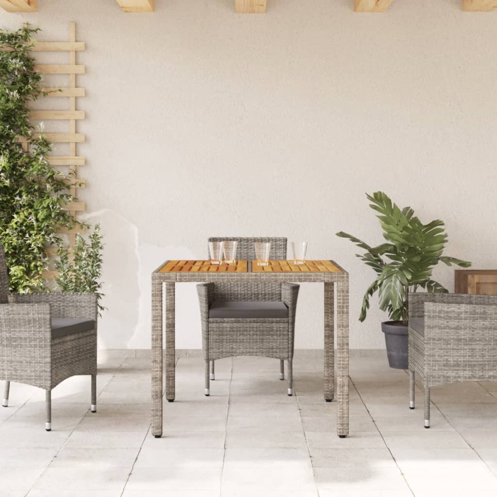 Tuintafel Met Acaciahouten Blad Poly Rattan