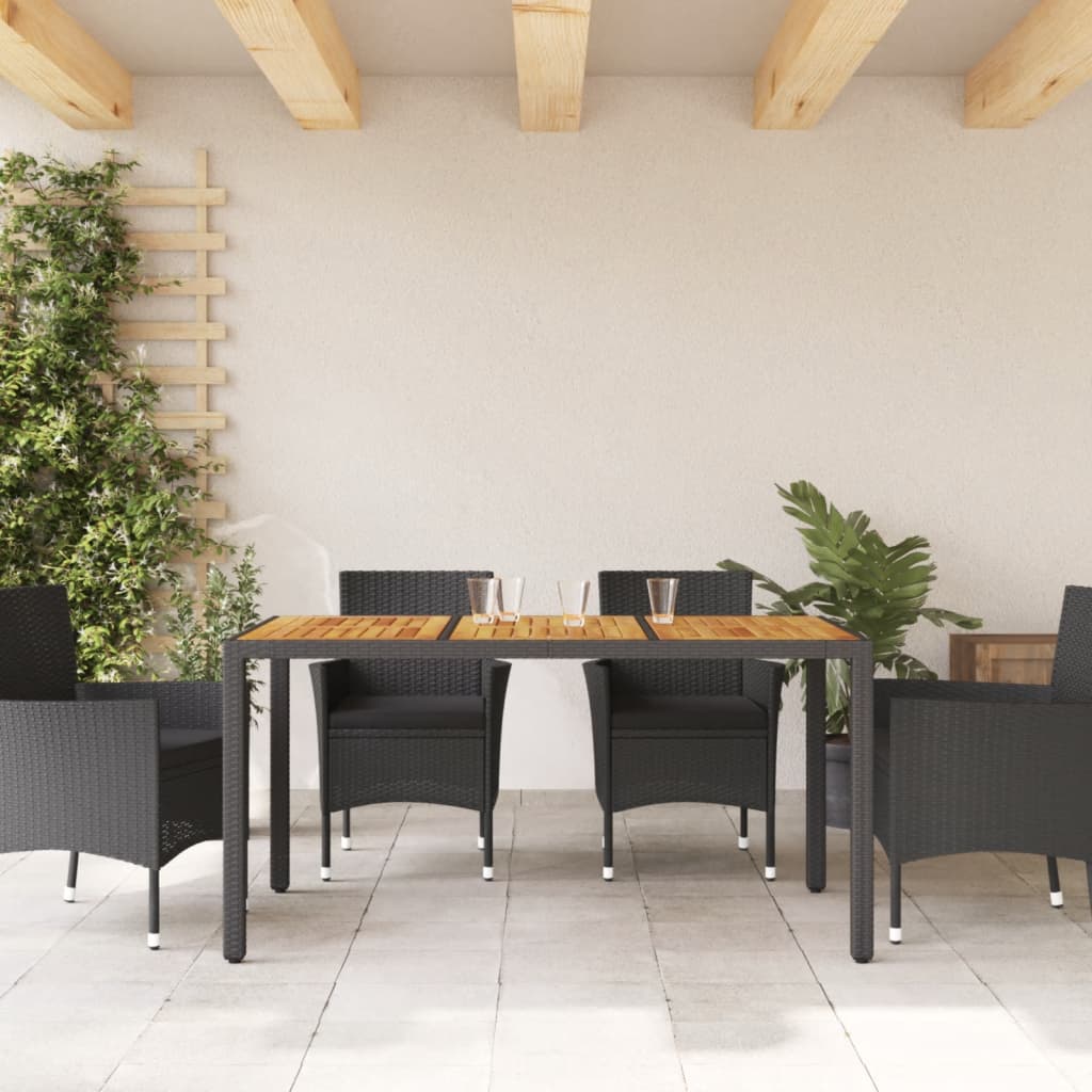 Tuintafel Met Acaciahouten Blad 150X90X75 Cm Poly Rattan