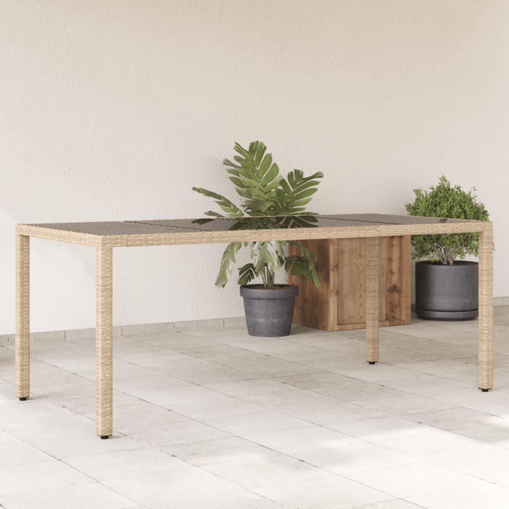 Tuintafel Met Glazen Blad 190X90X75 Cm Poly Rattan