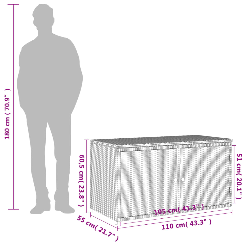 Tuinkast 110X55X60,5 Cm Poly Rattan