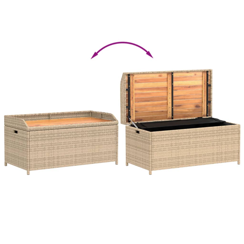 Opbergbankje Poly Rattan Acaciahout