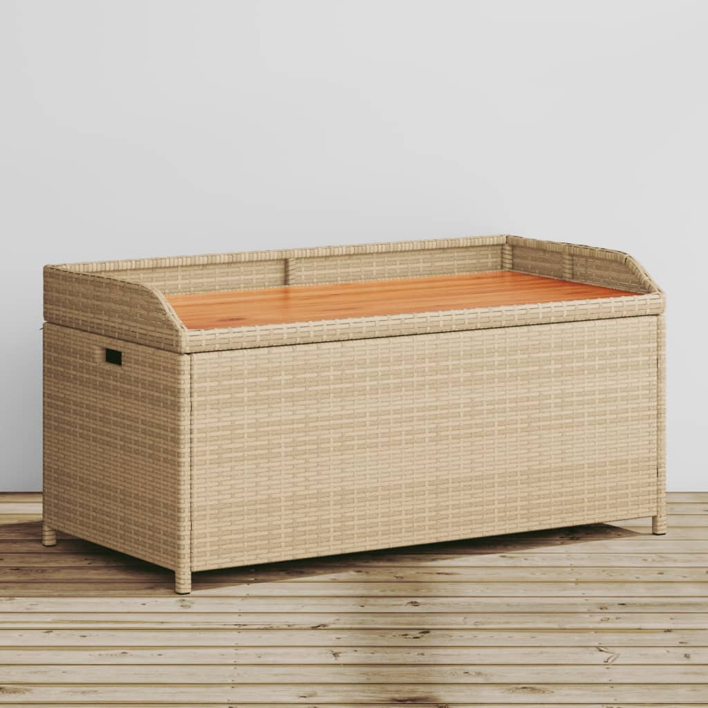 Opbergbankje Poly Rattan Acaciahout