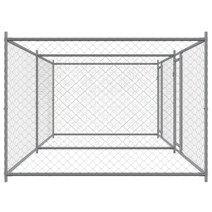 Hondenhok Met Deuren 4X2X1,5 M Gegalvaniseerd Staal Grijs