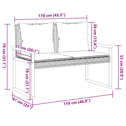 Tuinbank Met Kussen Poly Rattan En Acaciahout
