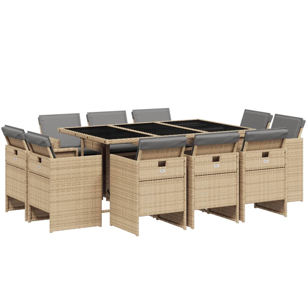 11-Delige Tuinset Met Kussens Poly Rattan