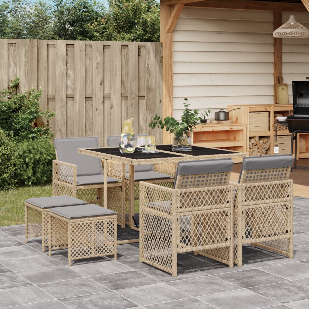 13-Delige Tuinset Met Kussens Poly Rattan