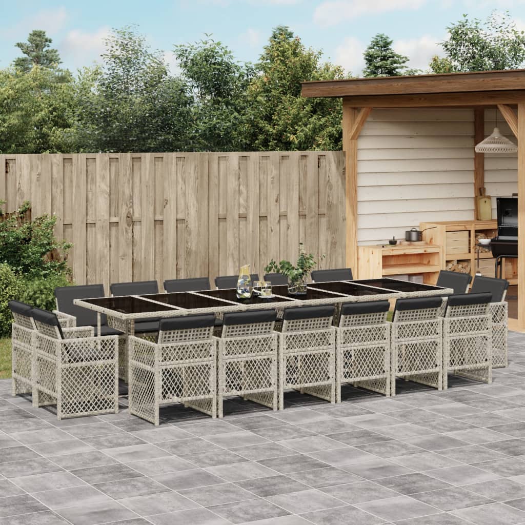 15-Delige Tuinset Met Kussens Poly Rattan