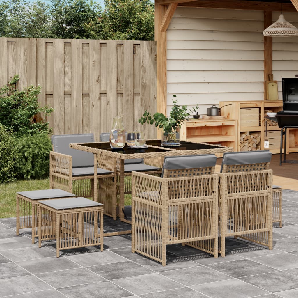 13-Delige Tuinset Met Kussens Poly Rattan