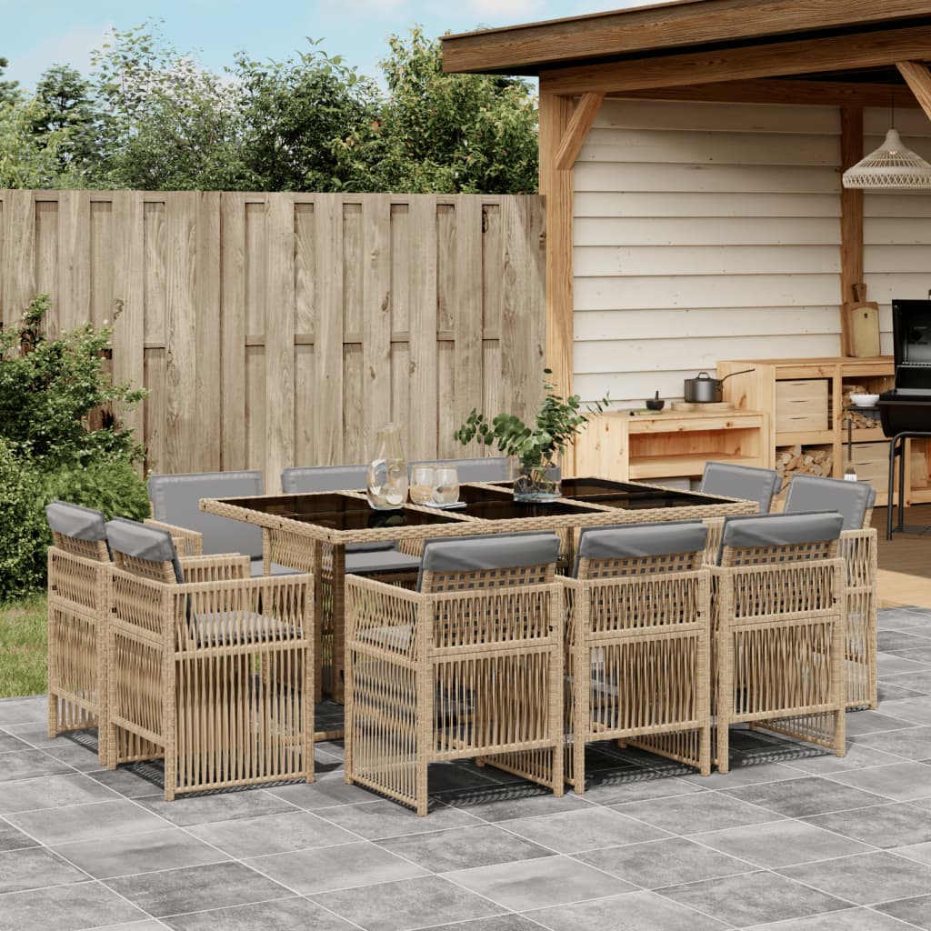 11-Delige Tuinset Met Kussens Poly Rattan