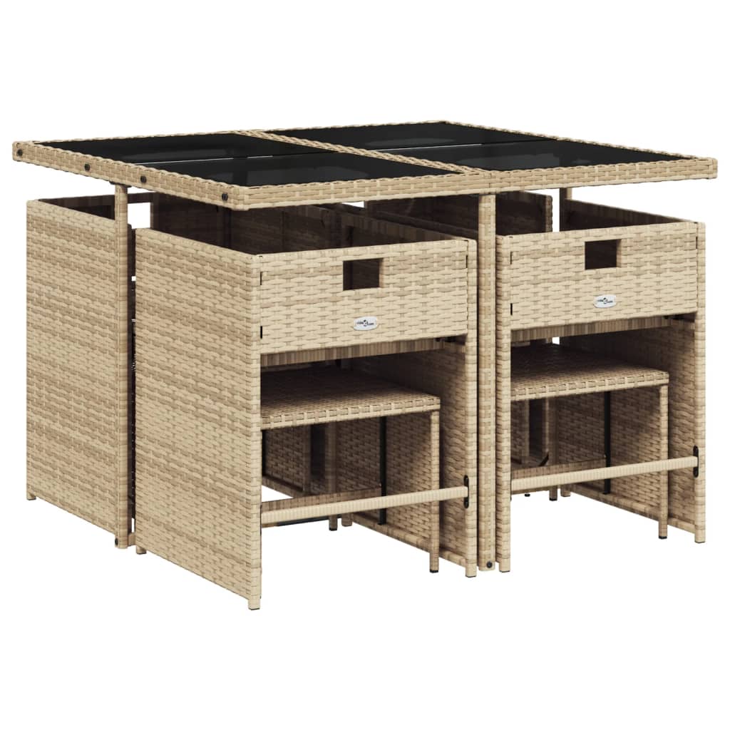 9-Delige Tuinset Met Kussens Poly Rattan