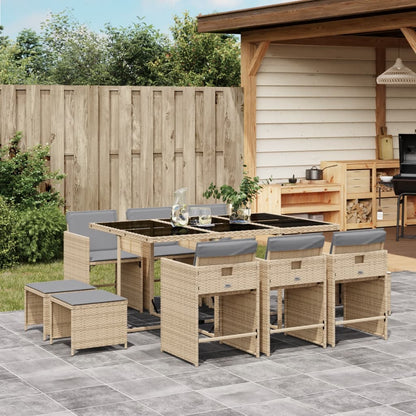 9-Delige Tuinset Met Kussens Poly Rattan