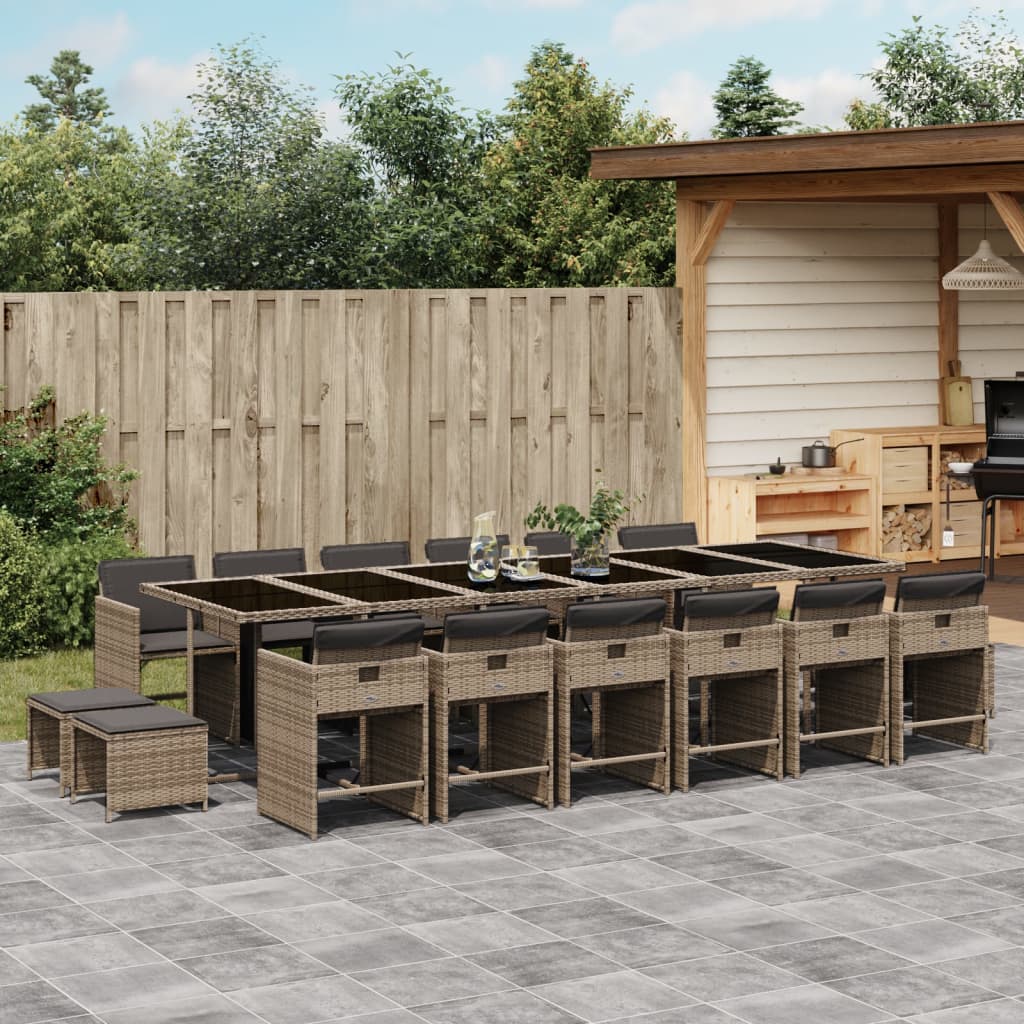 9-Delige Tuinset Met Kussens Poly Rattan