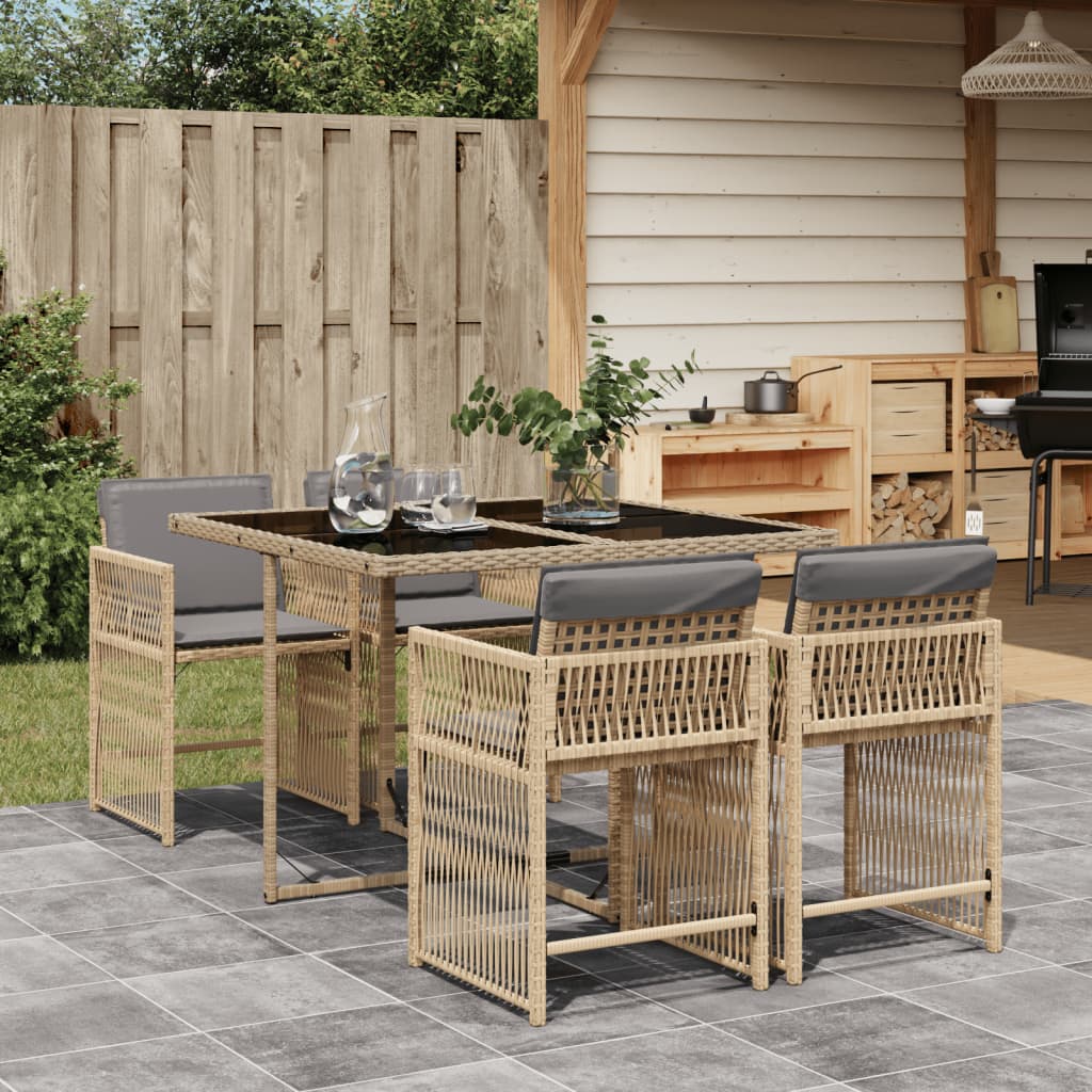 5-Delige Tuinset Met Kussens Poly Rattan