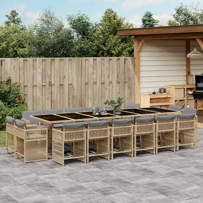15-Delige Tuinset Met Kussens Poly Rattan