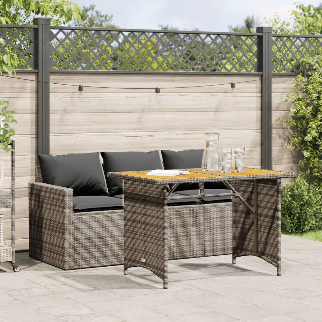 2-Delige Tuinset Met Kussens Poly Rattan