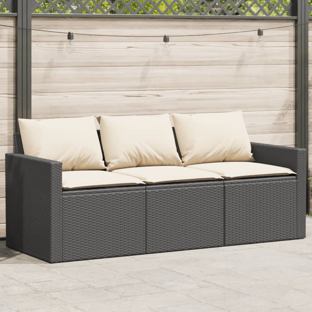 Tuinbank 3-Zits Met Kussens Poly Rattan