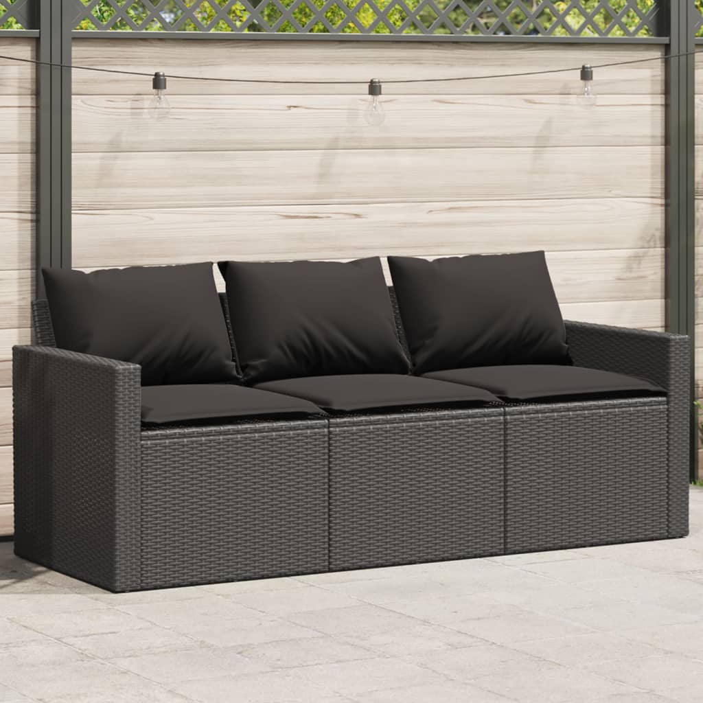 Tuinbank 3-Zits Met Kussens Poly Rattan