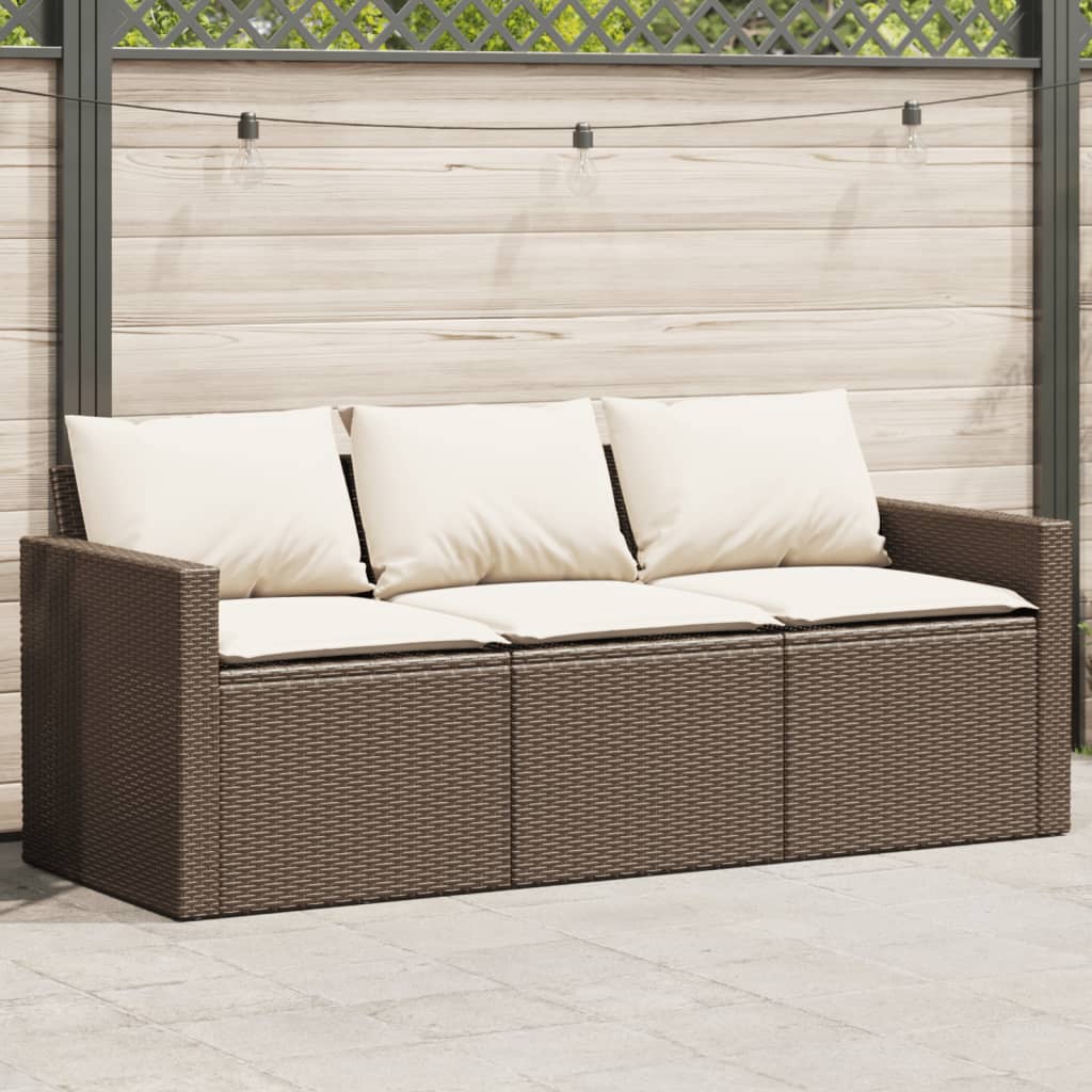 Tuinbank 3-Zits Met Kussens Poly Rattan