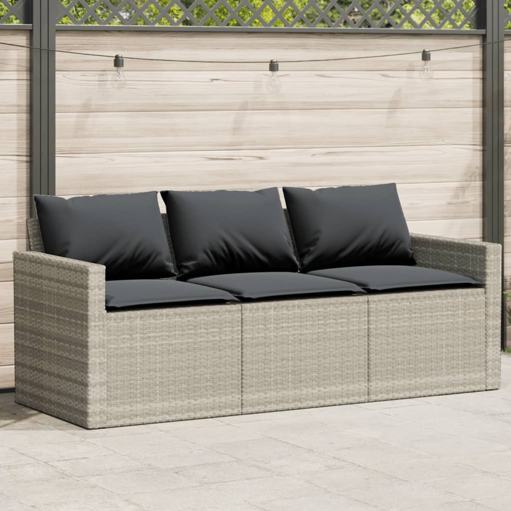 Tuinbank 3-Zits Met Kussens Poly Rattan