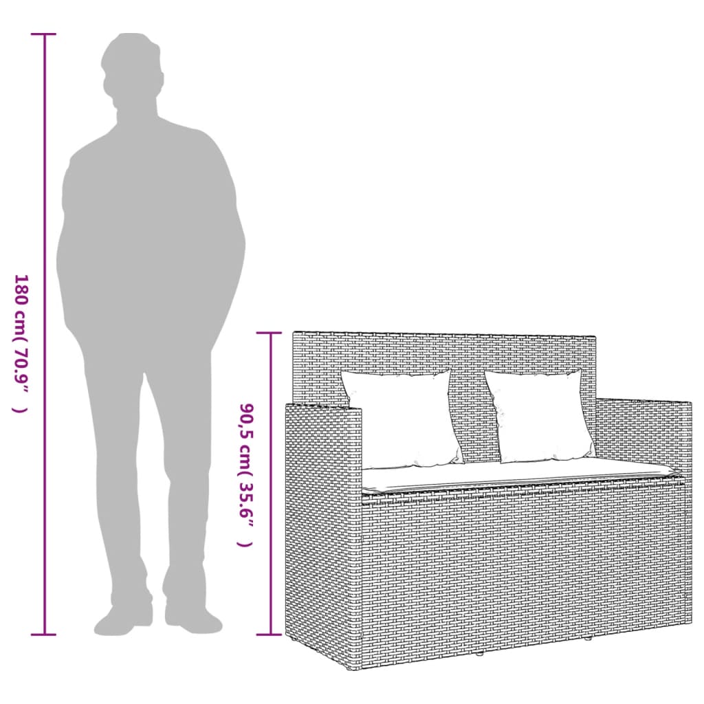 Tuinbank Met Kussens Poly Rattan