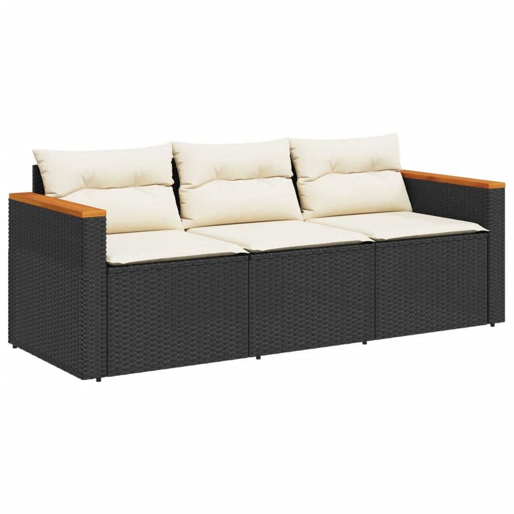 Tuinbank 3-Zits Met Kussens Poly Rattan