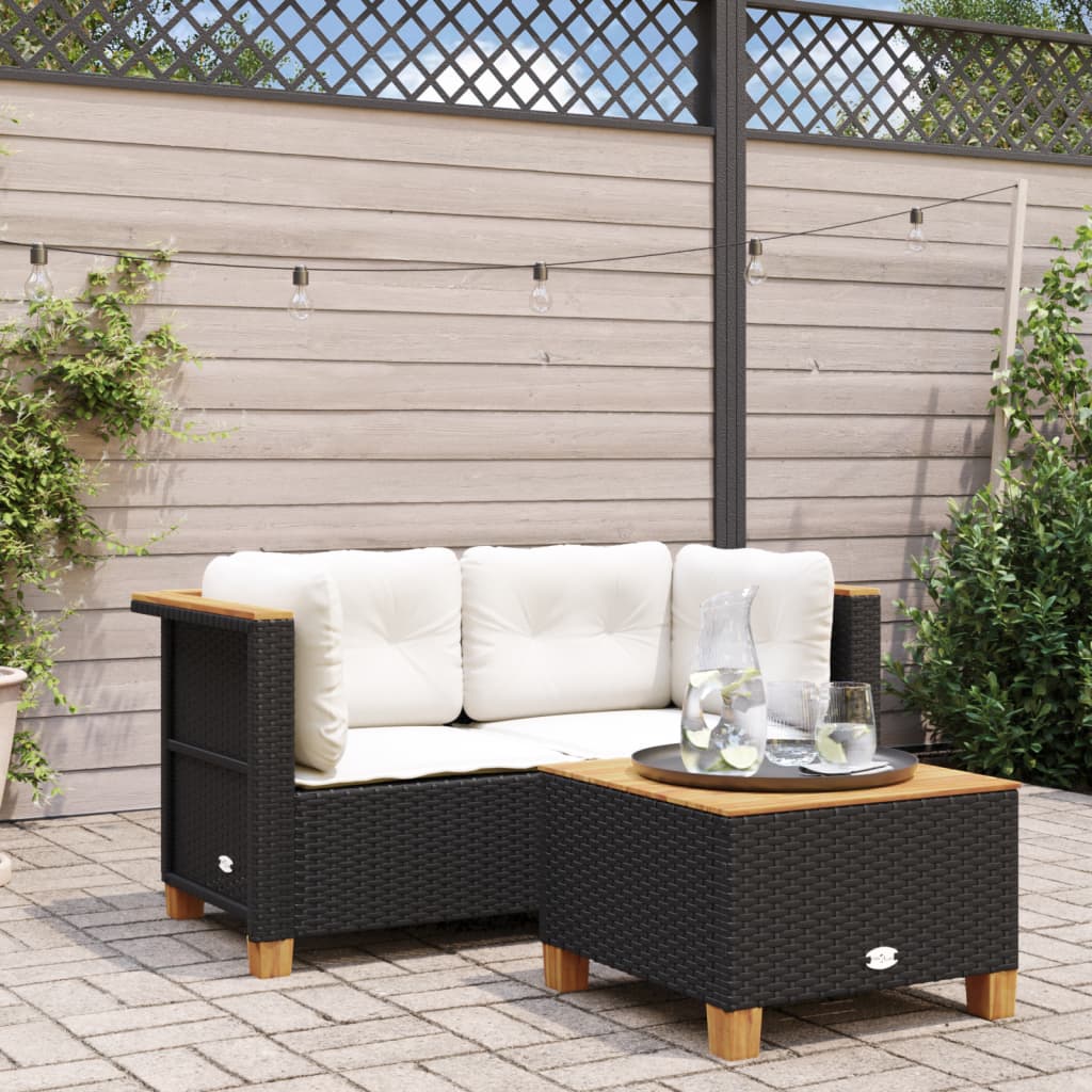 Tuinbank 3-Zits Met Kussens Poly Rattan