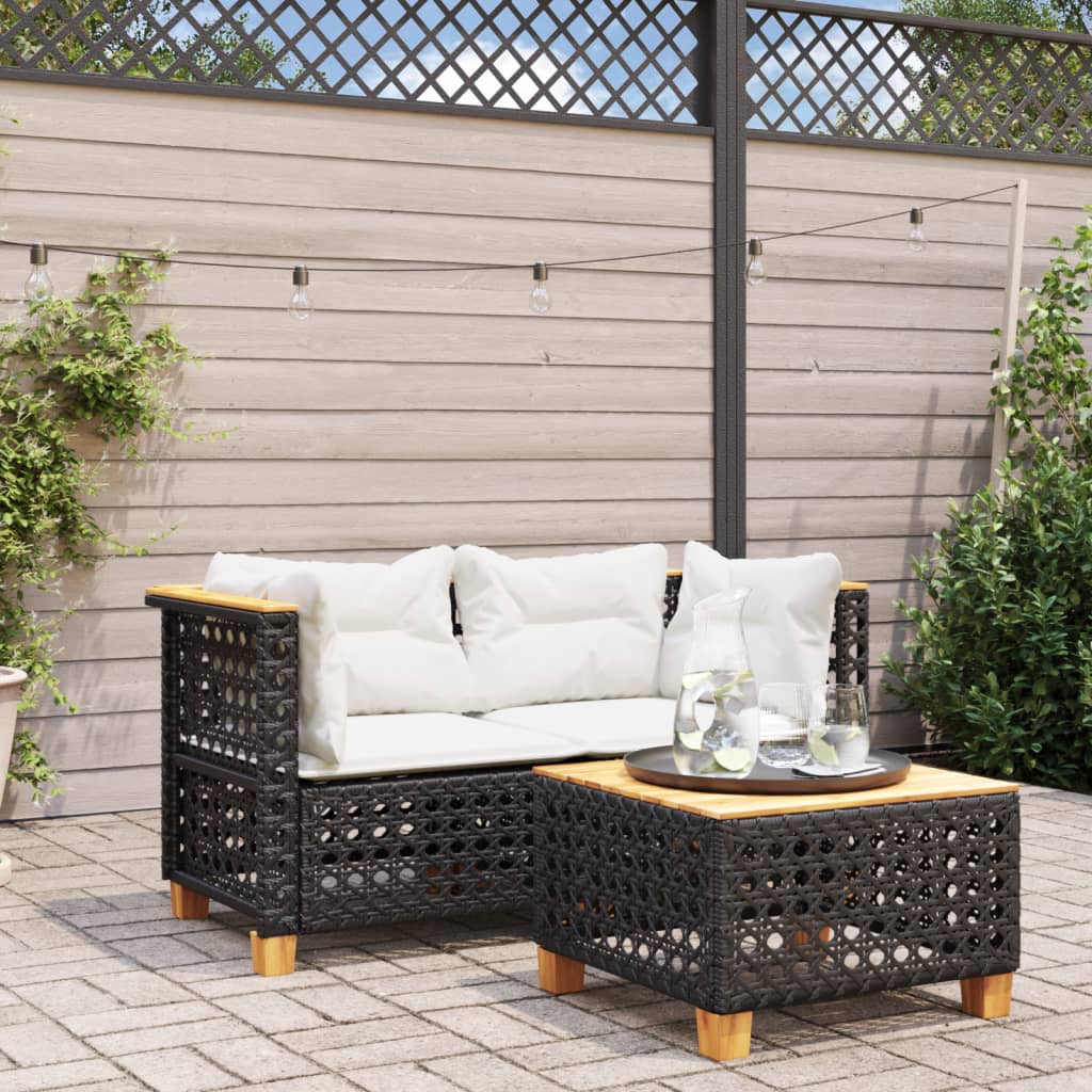 Tuinbank 3-Zits Met Kussens Poly Rattan