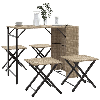 5-Delige Tuinset Inklapbaar Poly Rattan