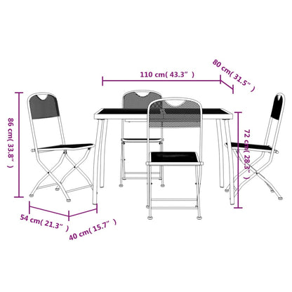 5-Delige Tuinset Metaalgaas Antracietkleurig