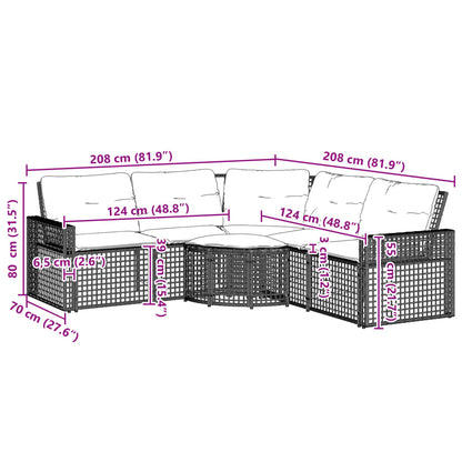 Tuinbank Met Kussens En Voetensteun L-Vormig Poly Rattan