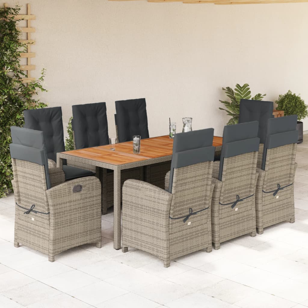 5-Delige Tuinset Met Kussens Poly Rattan Grijs