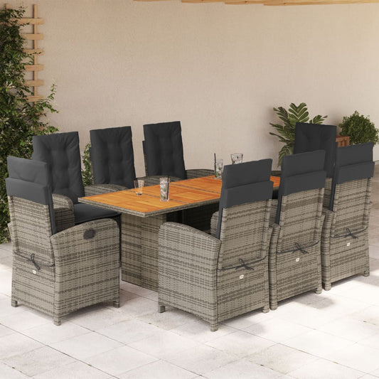 9-Delige Tuinset Met Kussens Poly Rattan