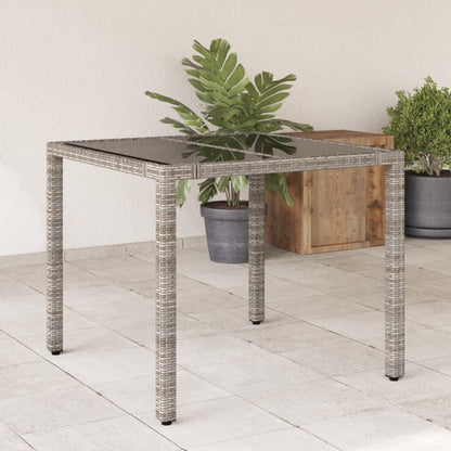 Tuintafel Met Glazen Blad Poly Rattan Grijs