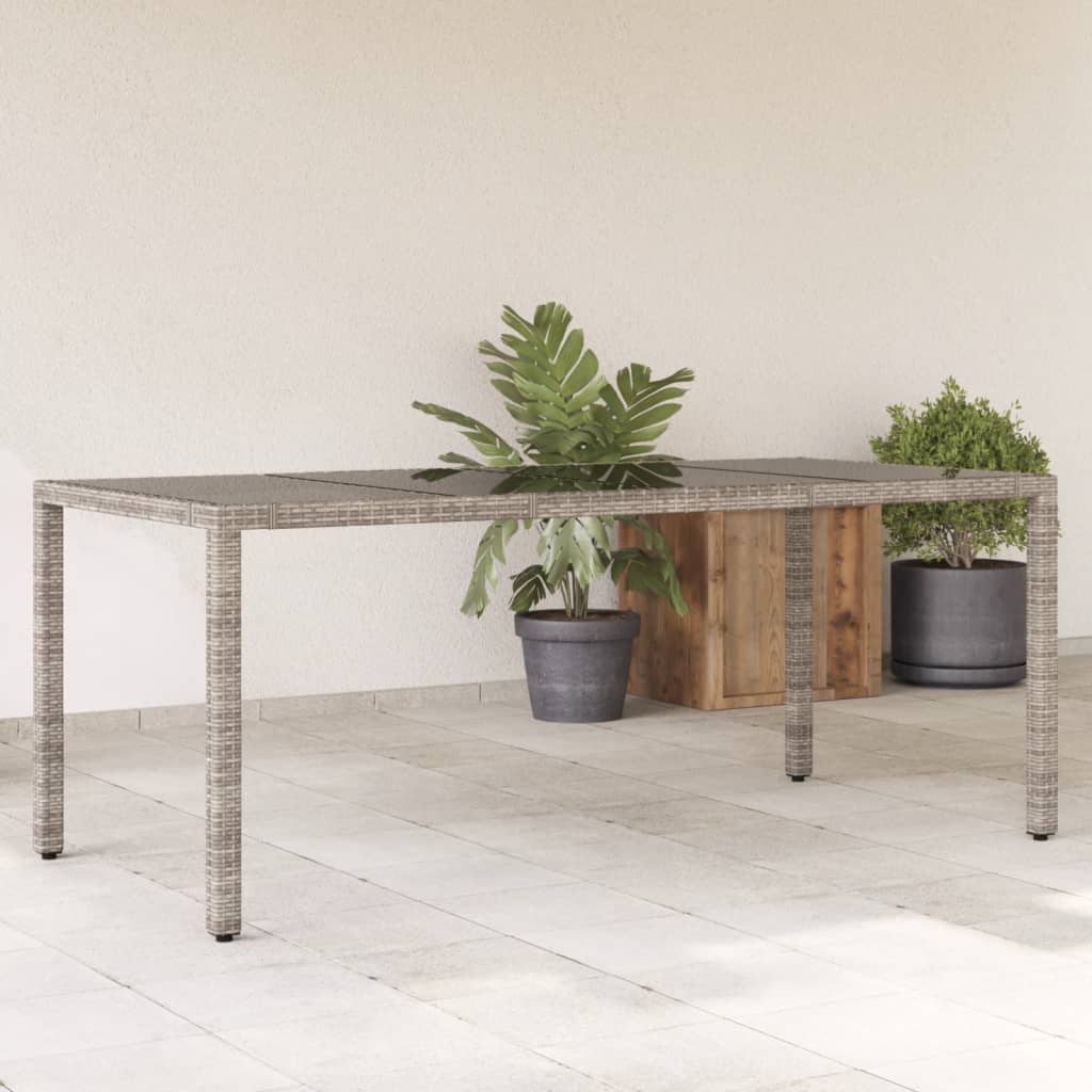 Tuintafel Met Glazen Blad Poly Rattan Grijs