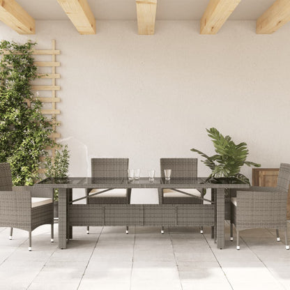 Tuintafel Met Glazen Blad Poly Rattan Grijs