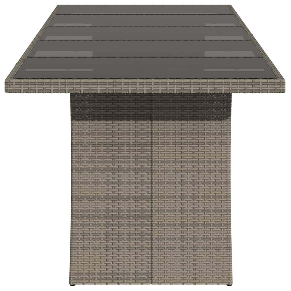 Tuintafel Met Glazen Blad Poly Rattan Grijs