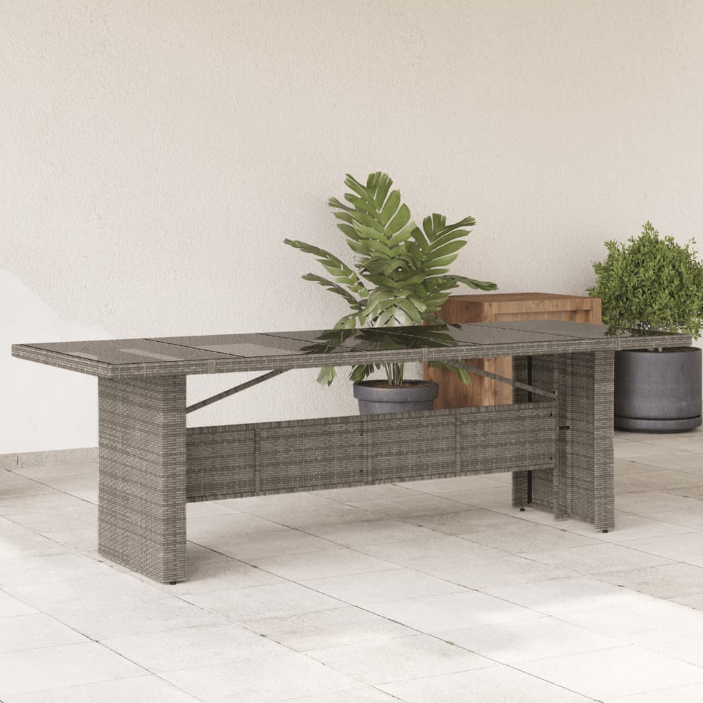 Tuintafel Met Glazen Blad Poly Rattan Grijs