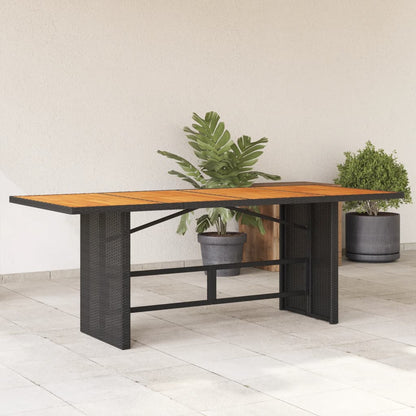 Tuintafel Met Houten Blad 190X80X75 Cm Poly Rattan