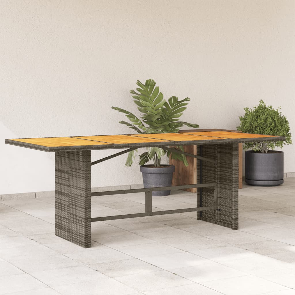 Tuintafel Met Houten Blad 190X80X75 Cm Poly Rattan