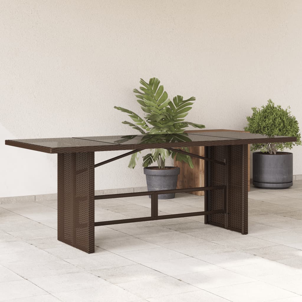 Tuintafel Met Houten Blad 190X80X75 Cm Poly Rattan