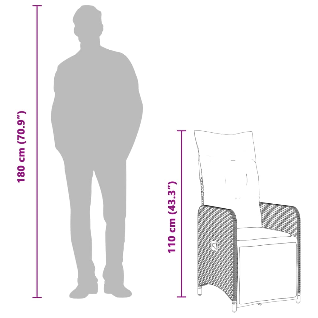 Tuinstoel Verstelbaar Met Kussens Poly Rattan