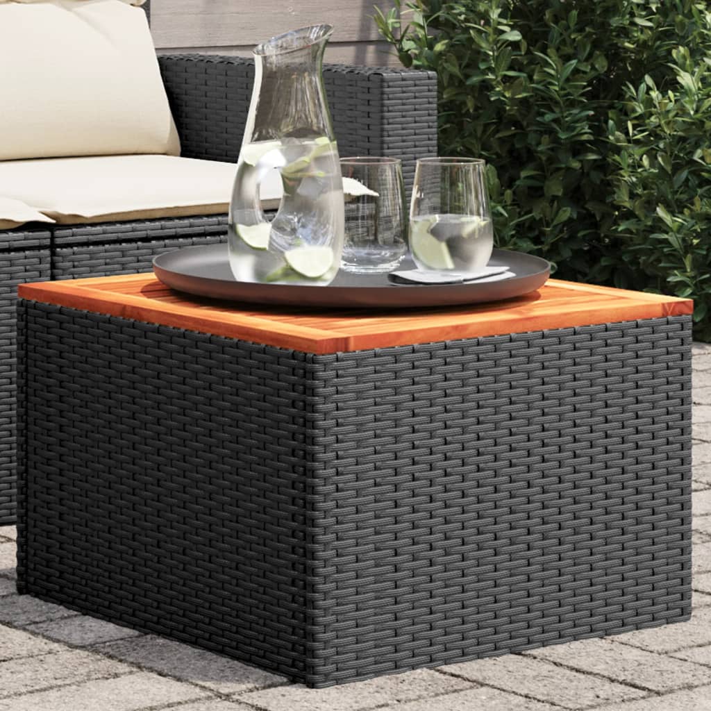 Tuintafel Met Glazen Blad 55X55X37 Cm Poly Rattan
