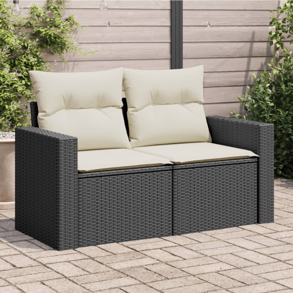 Tuinbank 2-Zits Met Kussens Poly Rattan