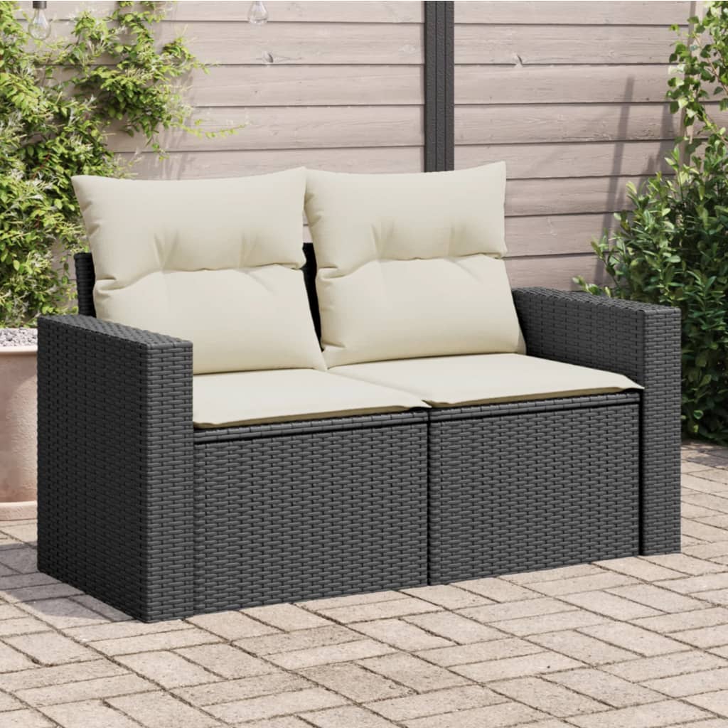 Tuinbank 2-Zits Met Kussens Poly Rattan