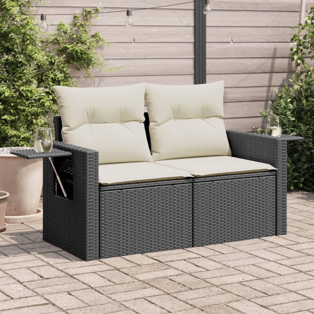 Tuinbank 2-Zits Met Kussens Poly Rattan