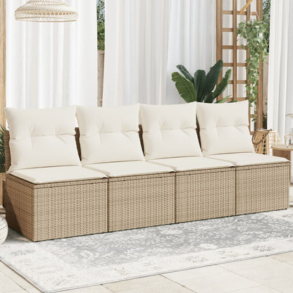 Tuinbank 4-Zits Met Kussens Poly Rattan